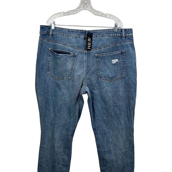 AFRM Revolve Jeans Distressed 5 Pocket Button Fly High Rise Blue Women Size 35 - Picture 6 of 7